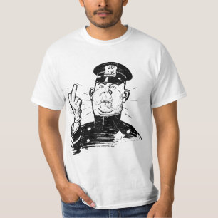 T-SHIRT AUTHORITY COP CHARACTER FINGER FLIP