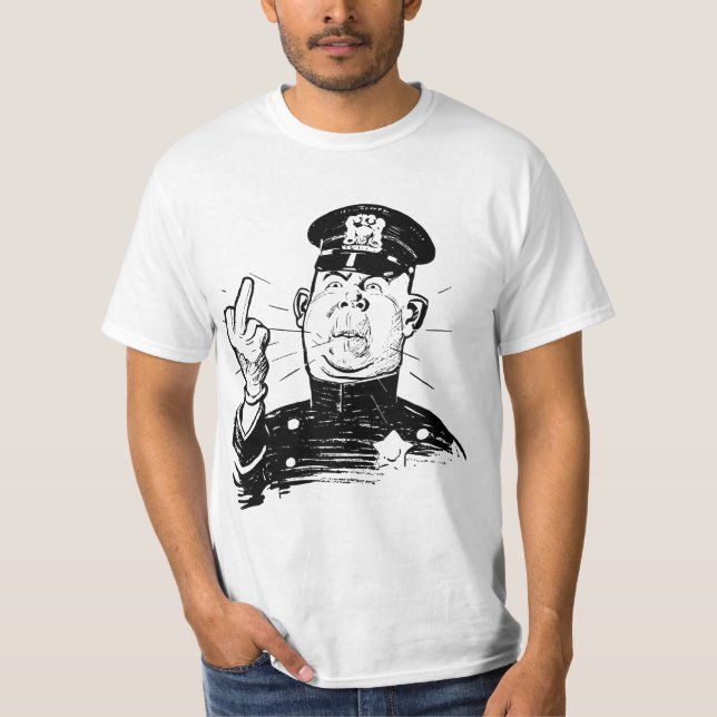 T-SHIRT AUTHORITY COP CHARACTER FINGER FLIP (Devant)