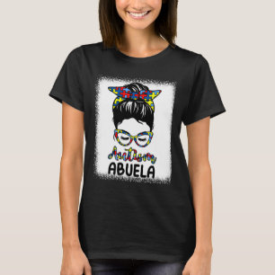 T-shirt Autism Abuela Messy Bun Bleached Sensibilisation s