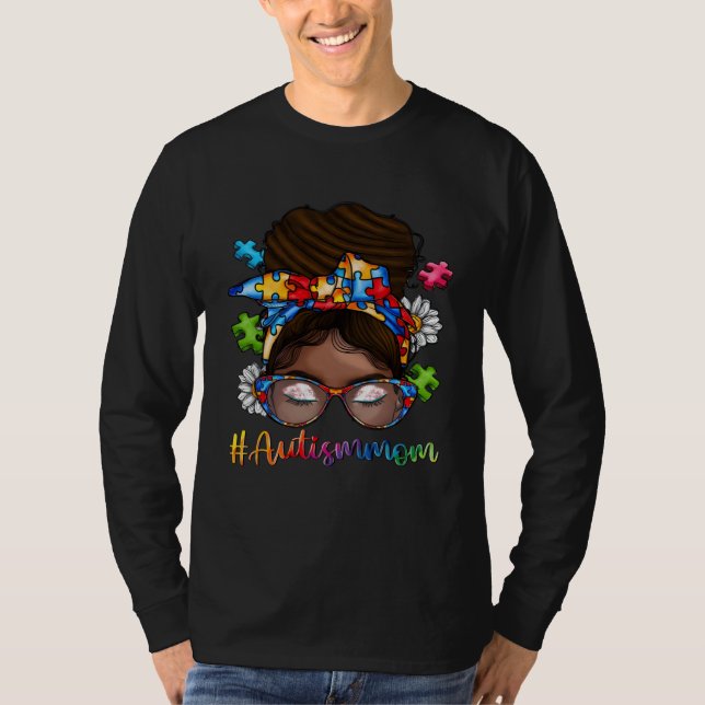 T-shirt Autism Afro Mom Curly Hair American African Autism (Devant)