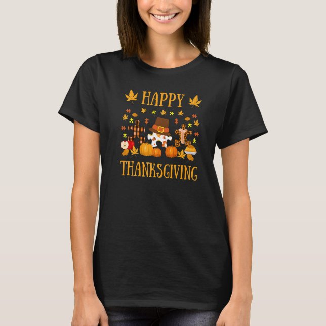 T-shirt Autism ASD Awareness Puzzle Piece Autumn Happy Tha (Devant)