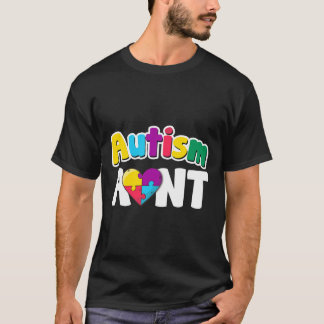 T-shirt Autism Aunt Awareness Puzzle Pieces Colors Gift 