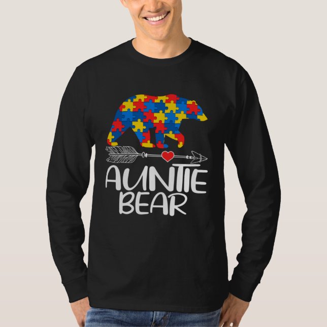 T-shirt Autism Auntie Bear Autistic Support Autism Awarene (Devant)