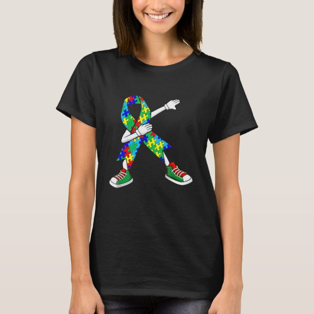 T-shirt Autism Aware Kids Dabbing Puzzle Piece Love Da (Devant)
