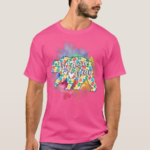 T-shirt Autism Aware Mama Bear Maman Grandma Women Mothe