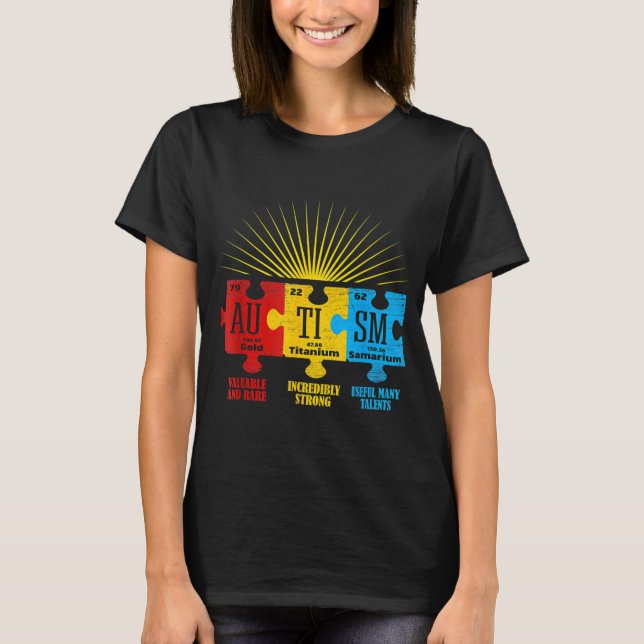 T-shirt Autism Aware Puzzle Chemical Element (Devant)