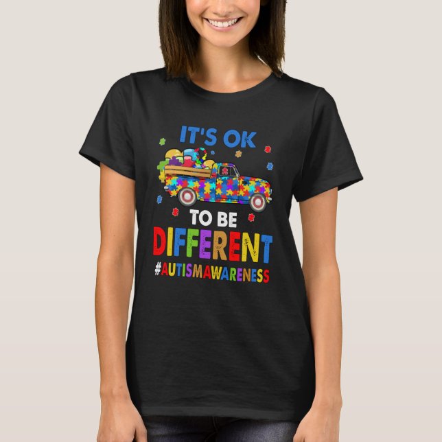 T-shirt Autism Awareness Acceptance Boy Kid Its Ok To Be D (Devant)