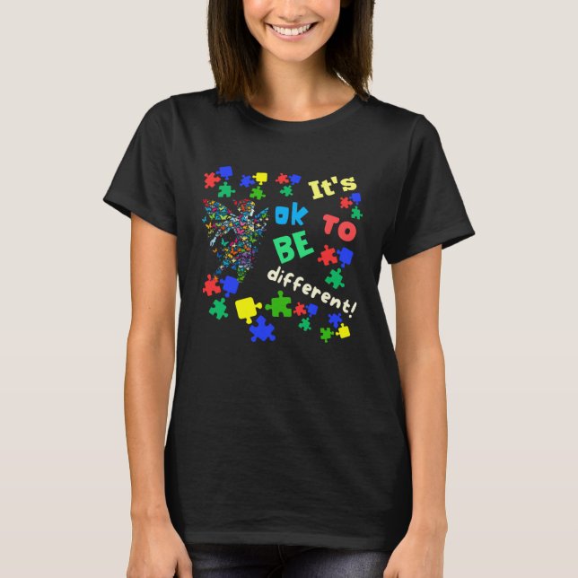 T-shirt Autism Awareness Acceptance Fairy Its Ok To Be Dif (Devant)