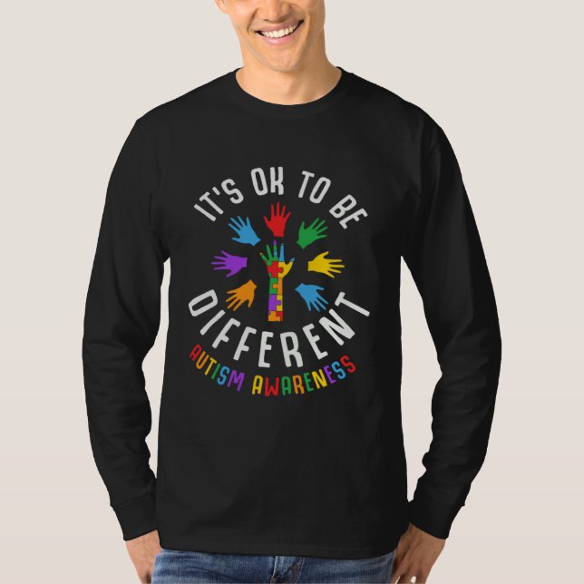 T-shirt Autism Awareness Acceptance Its Ok To Be Different (Devant)