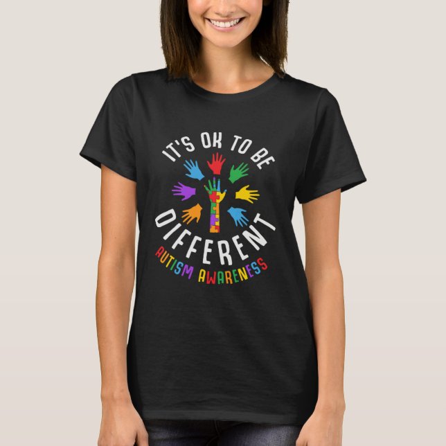 T-shirt Autism Awareness Acceptance Its Ok To Be Different (Devant)