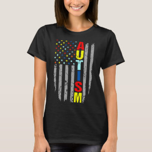 T-shirt Autism Awareness American Flag Puzzle Piece