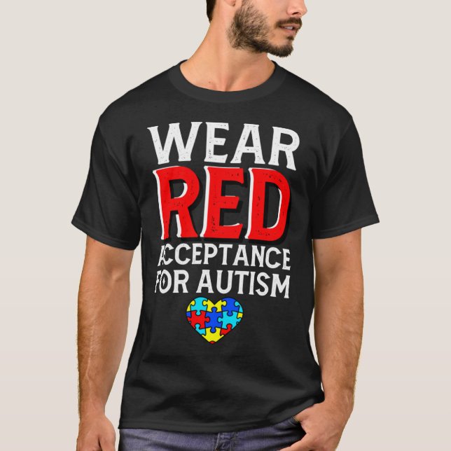 T-shirt Autism Awareness April Wear Red Acceptance for Aut (Devant)