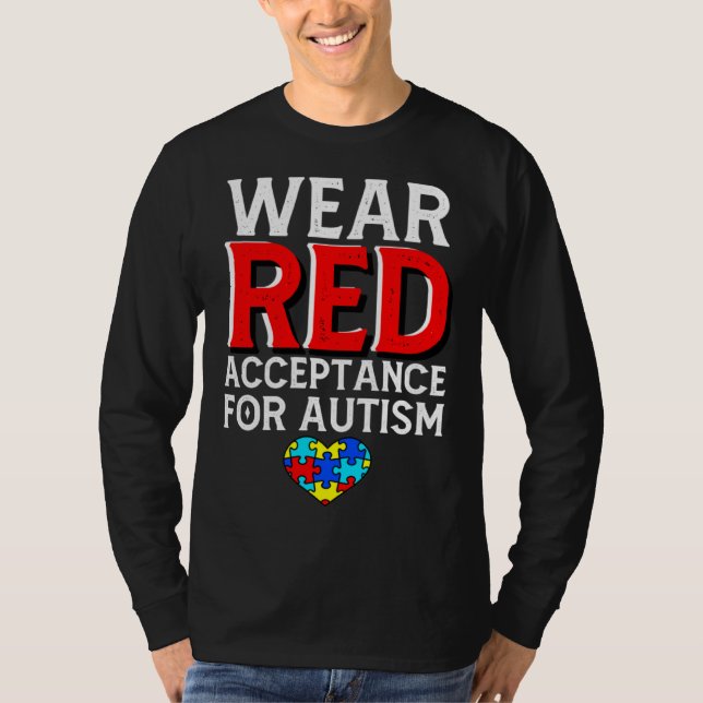T-shirt Autism Awareness April Wear Red Acceptance for Aut (Devant)