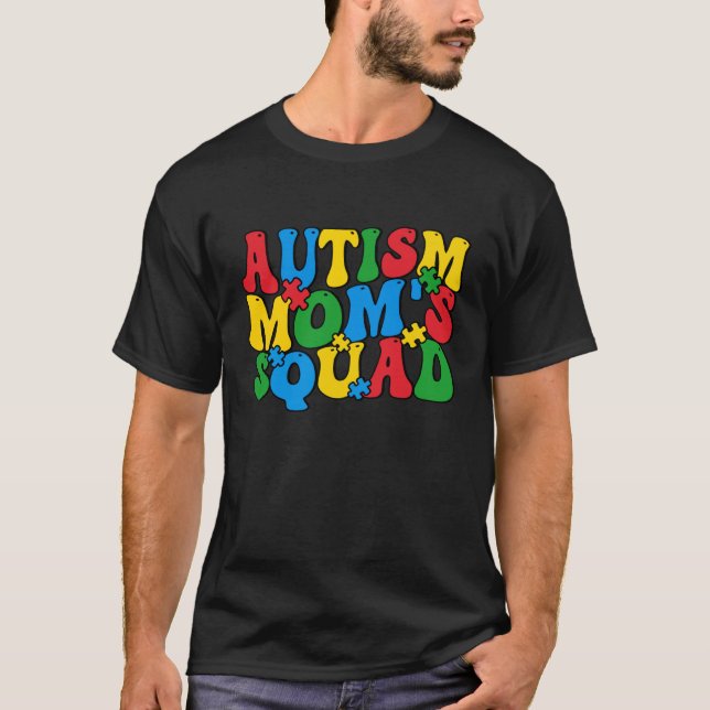 T-shirt Autism Awareness Autism Mom's Squad Puzzle Pieces  (Devant)