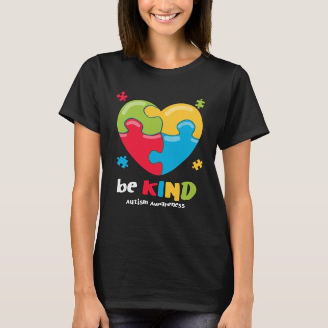 T-shirt Autism Awareness   Be Kind Puzzle Heart Kindness   (Devant)