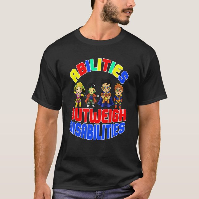 T-shirt Autism Awareness Boy Abilities Outweigh Disabiliti (Devant)