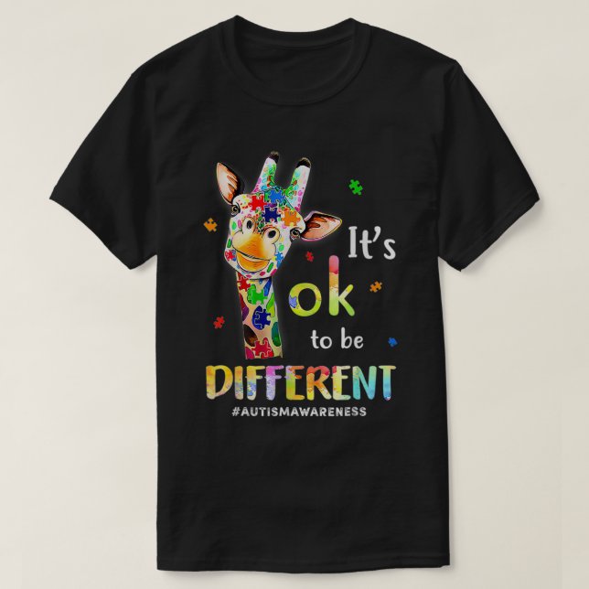 T-shirt Autism Awareness Cute Giraffe Animals Be Different (Design devant)