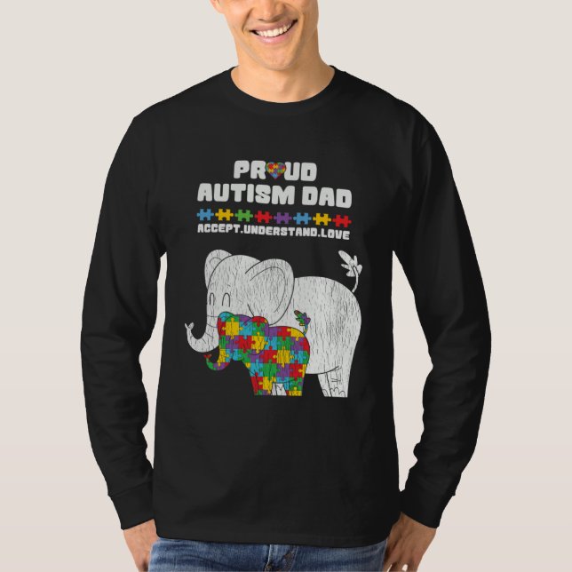 T-shirt Autism Awareness Dad Accept Proud Autism Son Dad E (Devant)