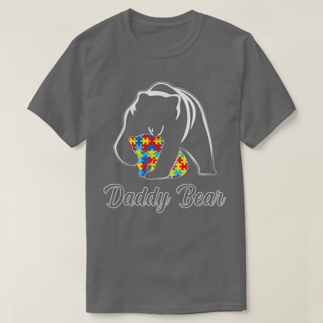 T-shirt Autism Awareness Daddy Bear Puzzle Support Autisti (Design devant)