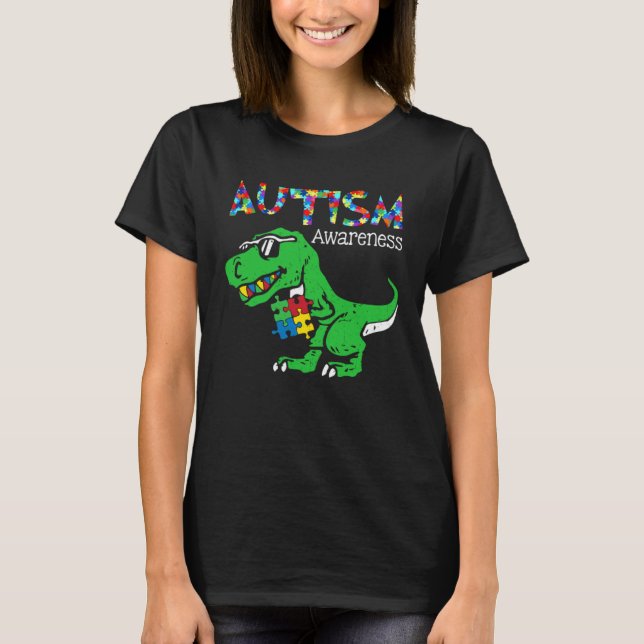 T-shirt Autism Awareness Dinosaur Its Ok To Be Different B (Devant)