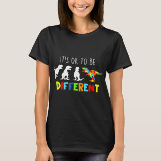 T-shirt Autism Awareness Dinosaur Kid Boys Its Ok To Be Di