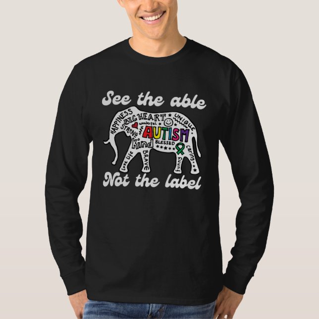 T-shirt Autism awareness elephant see the able not label a (Devant)