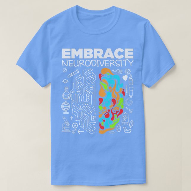 T-shirt Autism Awareness Embrace Neurodiversity Brain ADHD (Design devant)