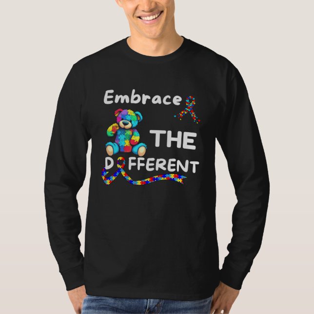 T-shirt Autism Awareness Embrace The Different Unmasking A (Devant)
