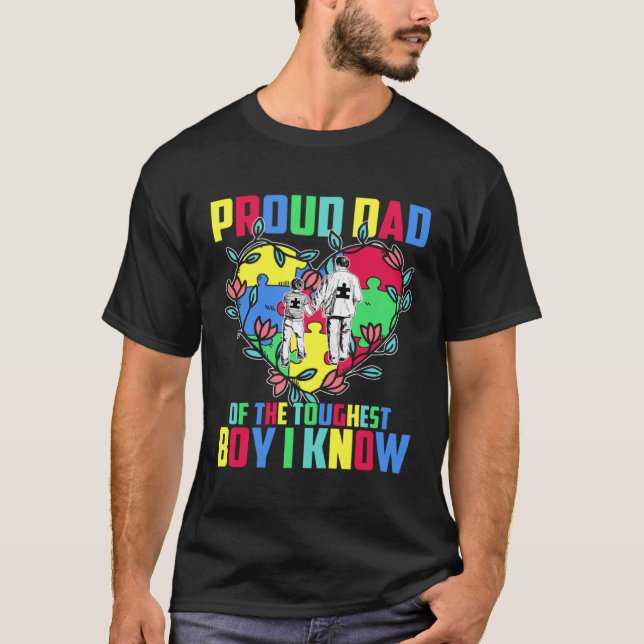 T-shirt Autism Awareness Family Proud Dad Of The Toughest  (Devant)