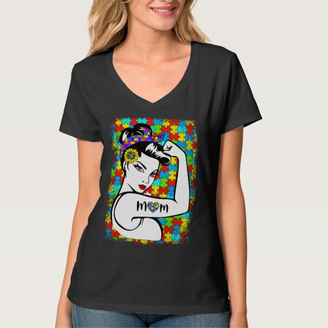 T-shirt Autism Awareness for Mom Warrior kids autism Mothe (Devant)