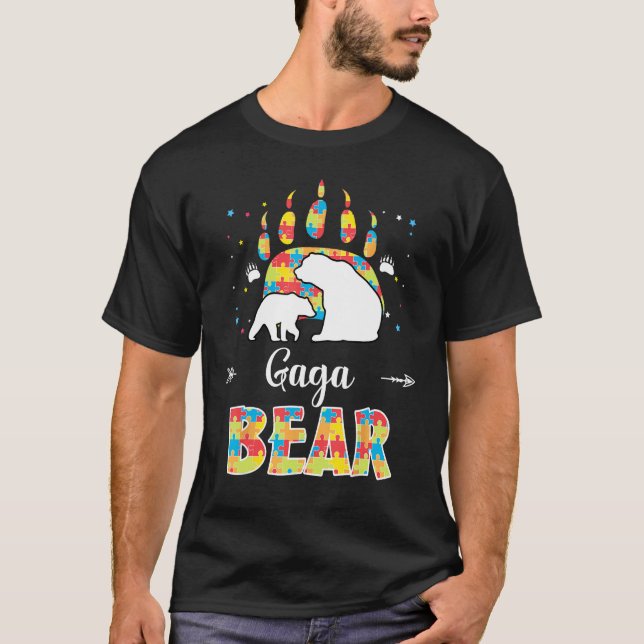 T-shirt Autism Awareness Gaga Bear Support Autistic Colorf (Devant)