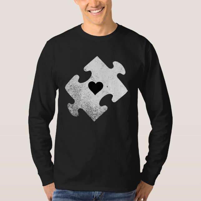 T-shirt Autism Awareness Heart Jigsaw Puzzle (Devant)