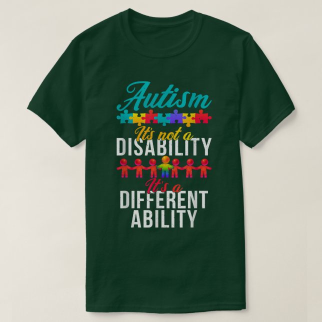 T-shirt Autism Awareness It's a Different Ability Skeleton (Design devant)