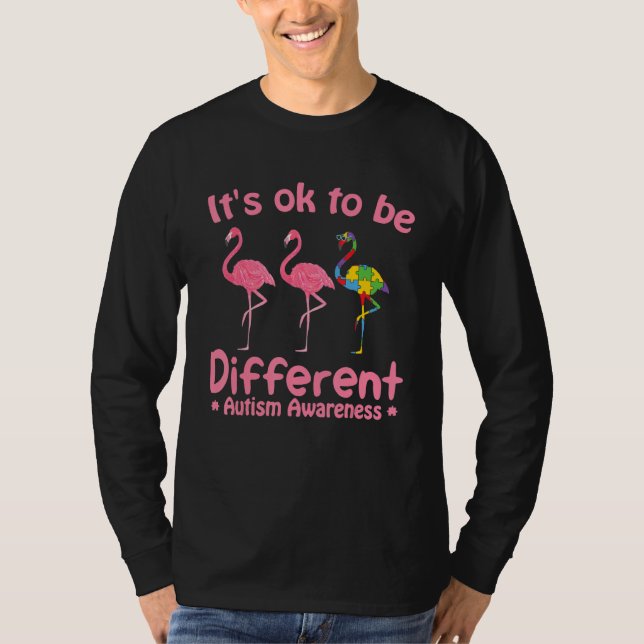 T-shirt Autism Awareness Its Ok To Be Different Flamigo Wo (Devant)