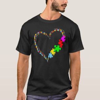 T-shirt Autism Awareness Love Heart Puzzle Piece Valentine