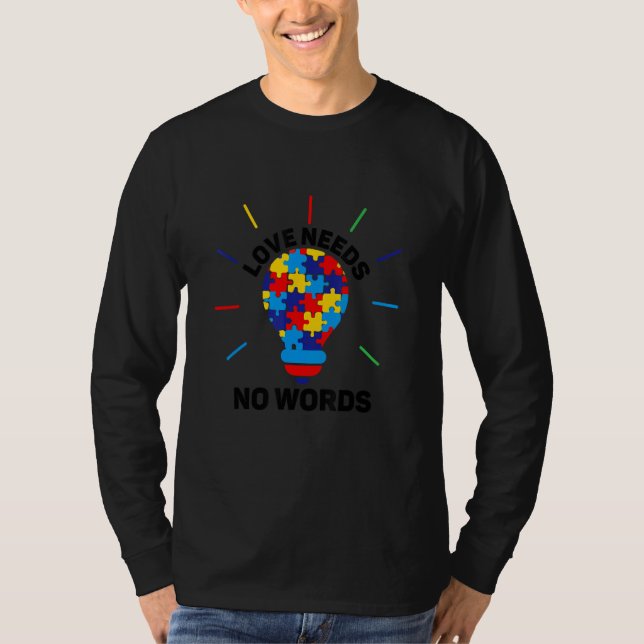 T-shirt Autism Awareness Love Puzzle Heart Accept Support (Devant)