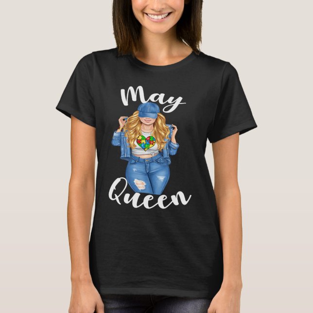 T-shirt Autism Awareness May Queen Blonde Autism Mom Women (Devant)