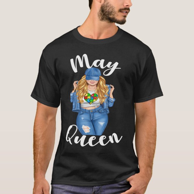 T-shirt Autism Awareness May Queen Blonde Autism Mom Women (Devant)