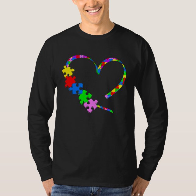 T-shirt Autism Awareness Month Love Heart Puzzle Support A (Devant)