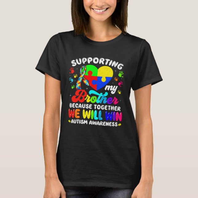 T-shirt Autism Awareness Month Supporting My Brother Puzzl (Devant)