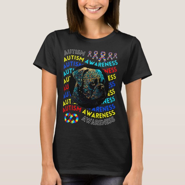 T-shirt Autism Awareness Pug For Teacher Autism Moms Dad G (Devant)