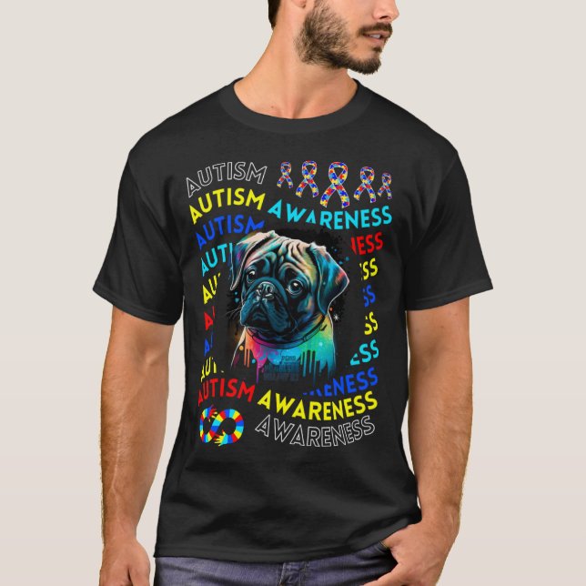 T-shirt Autism Awareness Pug For Teacher Autism Moms Dad G (Devant)
