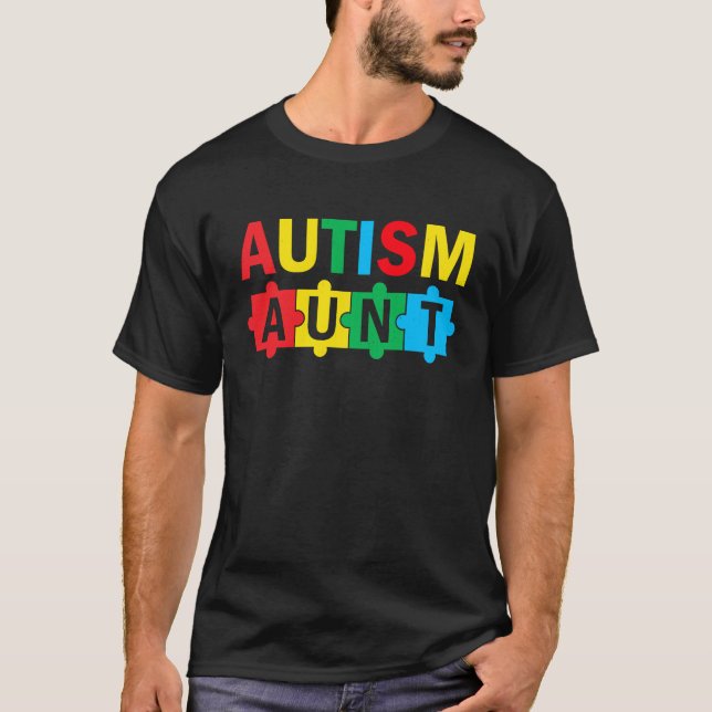 T-shirt Autism Awareness Puzzle Ribbon Proud Autism Aunt (Devant)