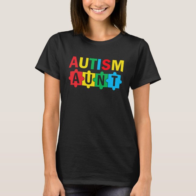 T-shirt Autism Awareness Puzzle Ribbon Proud Autism Aunt (Devant)