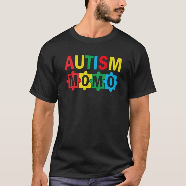 T-shirt Autism Awareness Puzzle Ribbon Proud Autism Momo (Devant)