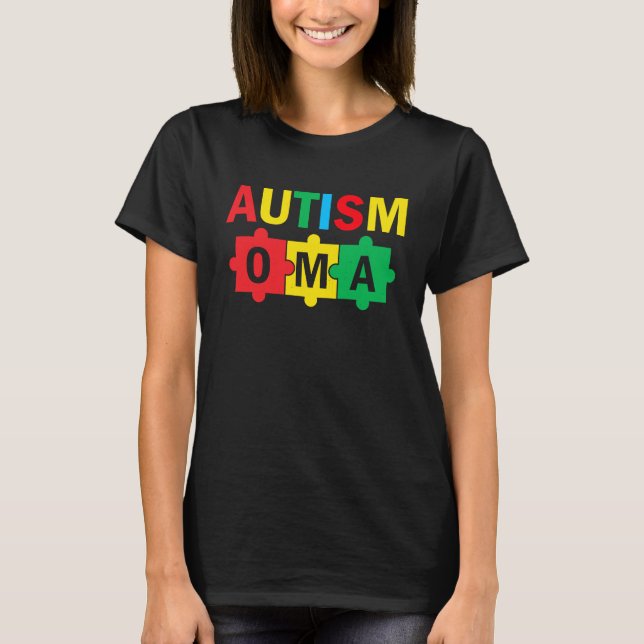 T-shirt Autism Awareness Puzzle Ribbon Proud Autism Oma (Devant)