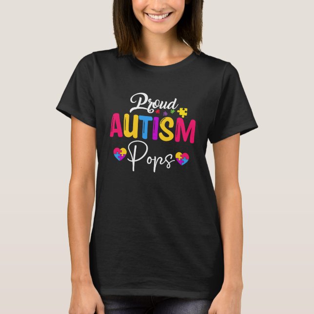 T-shirt Autism Awareness Puzzle Ribbon  Proud Autism Pops (Devant)