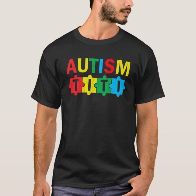 T-shirt Autism Awareness Puzzle Ribbon Proud Autism Titi (Devant)