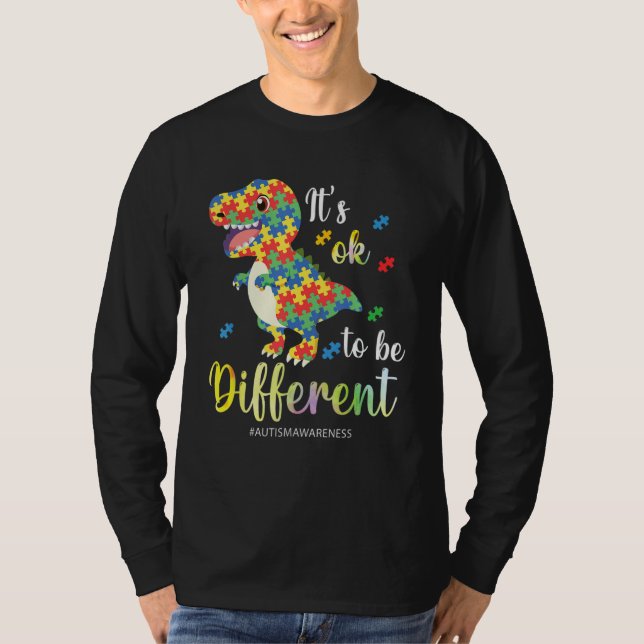 T-shirt Autism Awareness Rex It s Ok To Be Different (Devant)