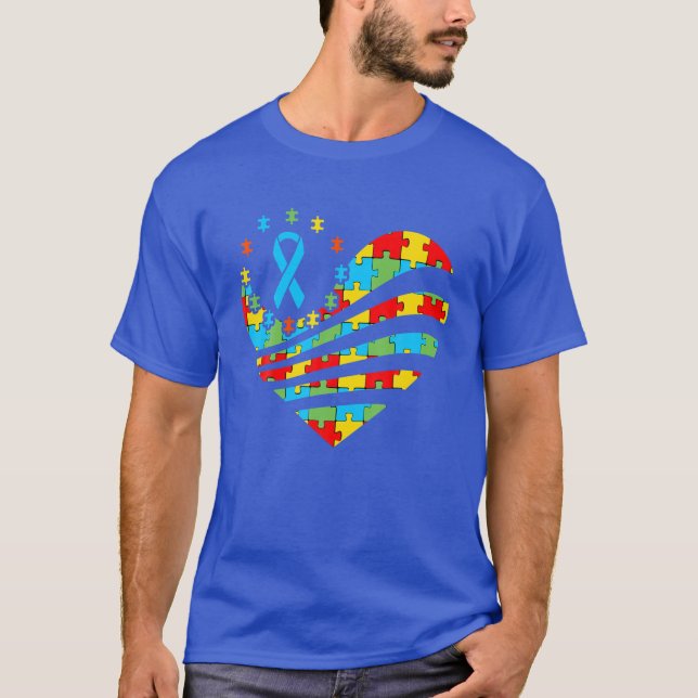 T-shirt Autism Awareness S Heart Support Autistic Kindness (Devant)